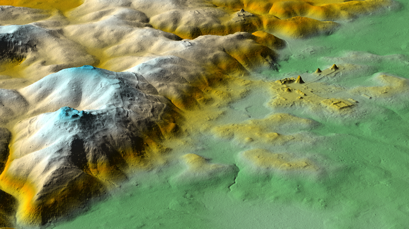 Lidar image of El Zotz, the closest city to Tikal.